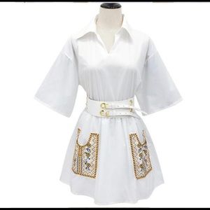 NWOT Doll dress summer embroidered pocket white color